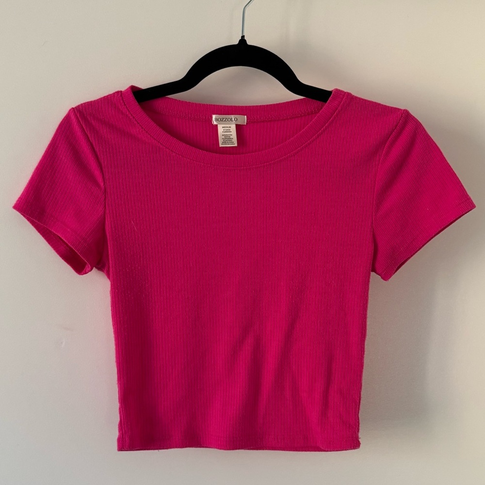Forever 21 Bright Pink Ribbed Crop Top